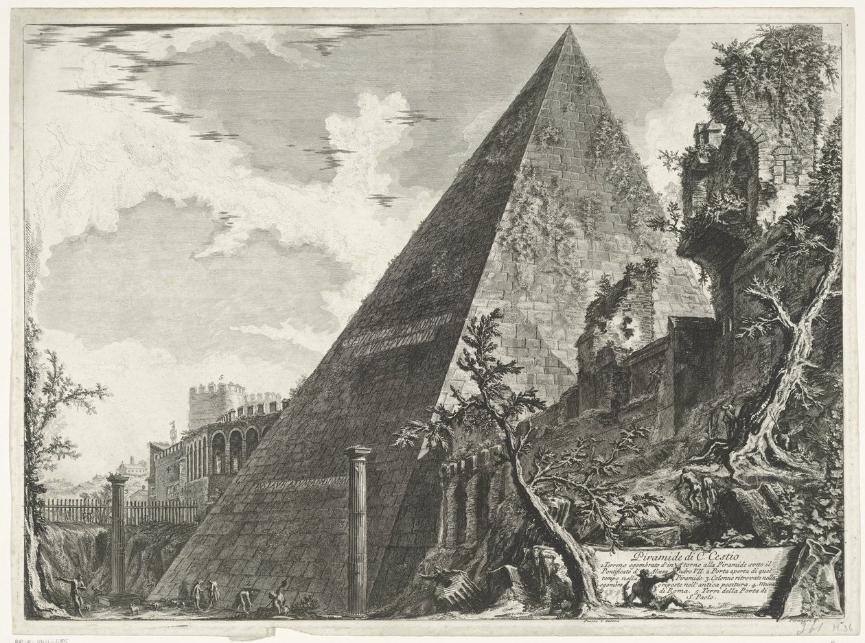 Piramide di Cestio a Roma da Giovanni Battista Piranesi