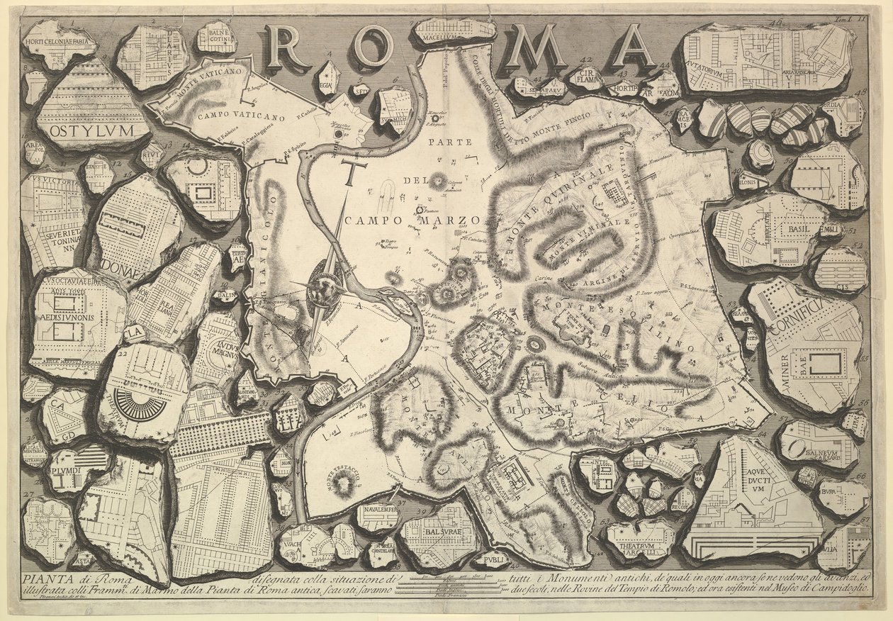 Piano di Roma..., da Le Antichità Romane, ca. 1756 da Giovanni Battista Piranesi