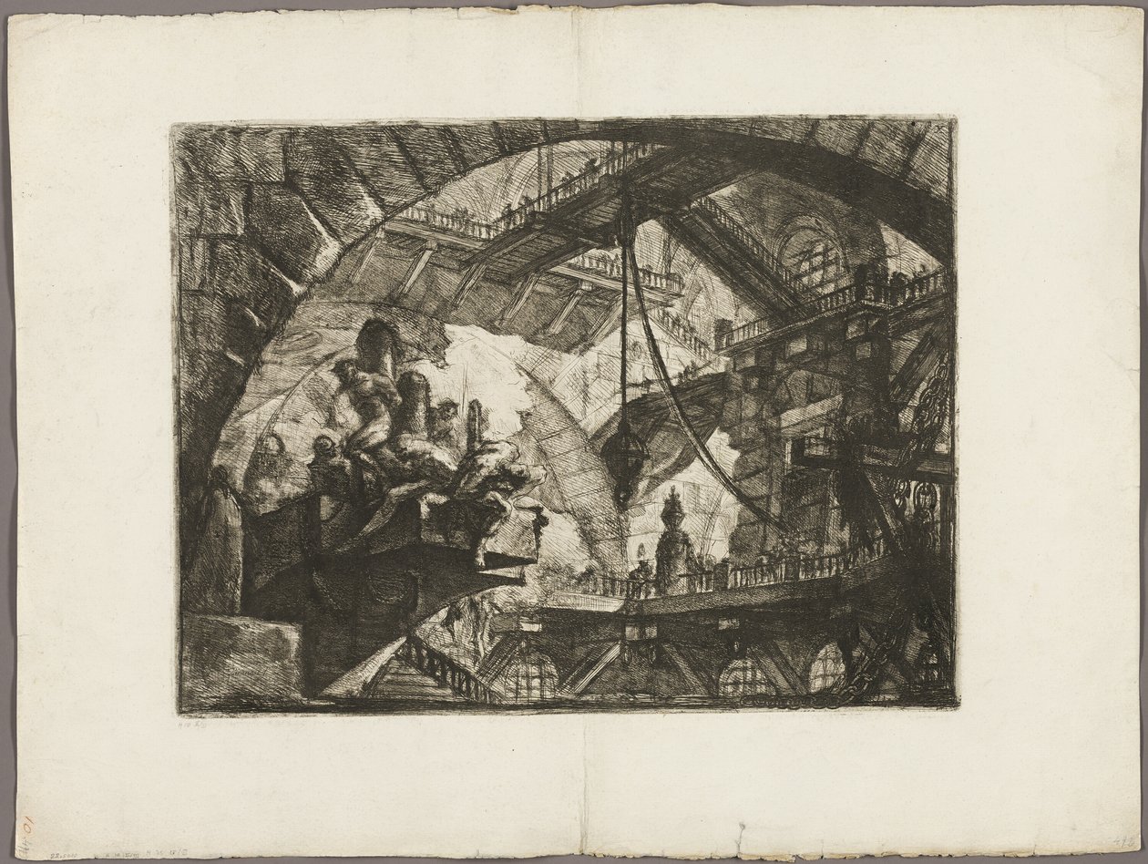 Prigionieri su una piattaforma sporgente, tavola 10 da Prigioni Immaginarie da Giovanni Battista Piranesi