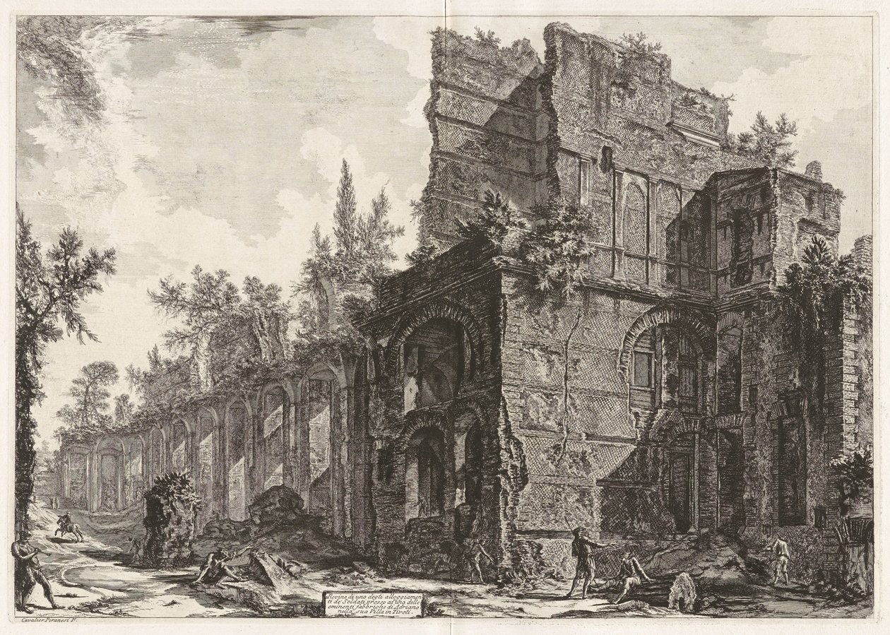 Rovine di uno degli alloggiamenti dei soldati presso una delle eminenti fabbriche di Adriano nella sua villa in Tivoli, il cosiddetto Pretorio da Giovanni Battista Piranesi