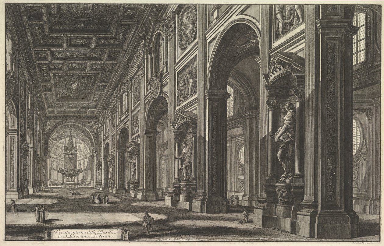 St. Giovanni in Laterano, Interior, from "Vedute di Roma" (Views of Rome) da Giovanni Battista Piranesi