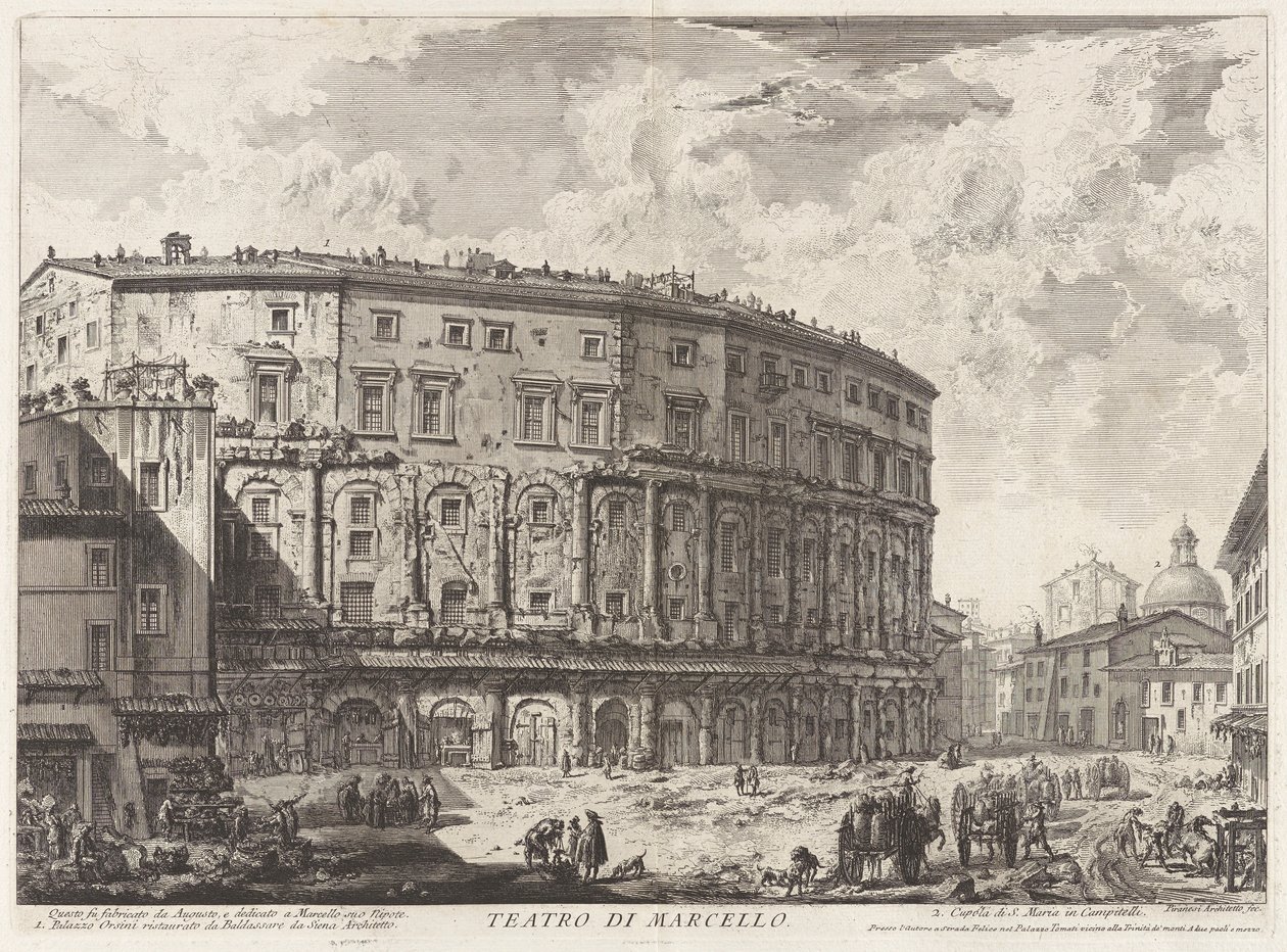 Teatro di Marcello. Questo fu fabricato da Augusto, e dedicato a Marcello suo Nipote, da Vedute di Roma da Giovanni Battista Piranesi