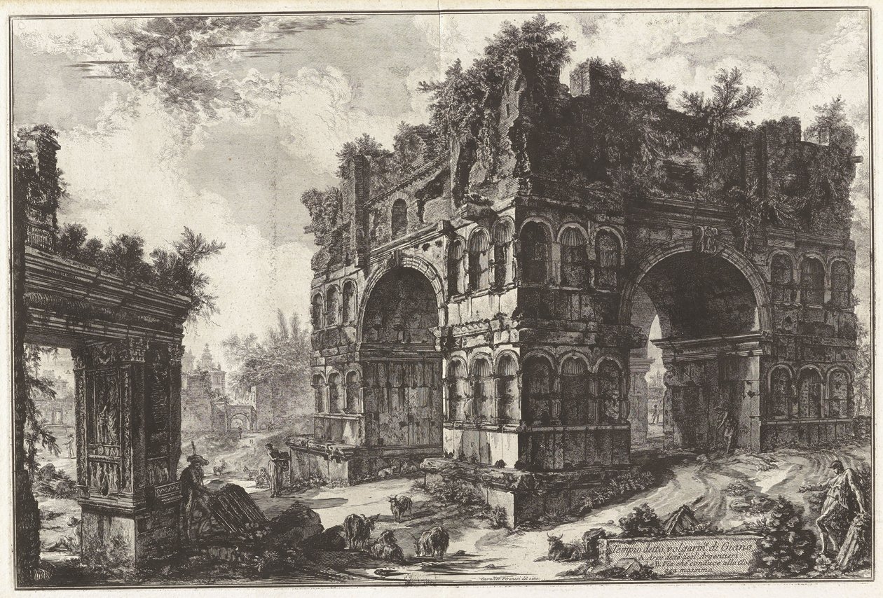 Tempio detto volgarmente di Giano. A. Arco detto degli Argentari, da Vedute di Roma (Vedute di Roma) da Giovanni Battista Piranesi