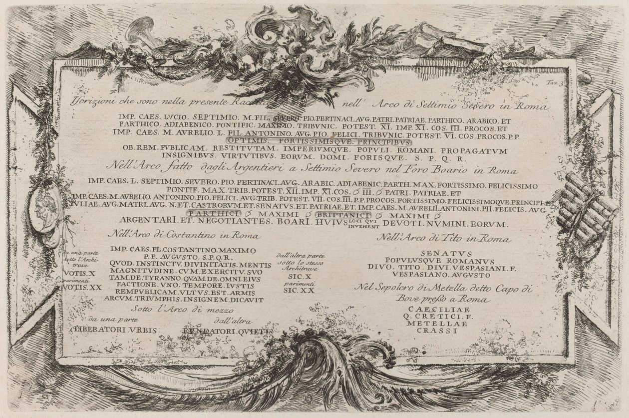 Tavola di Testo da Giovanni Battista Piranesi