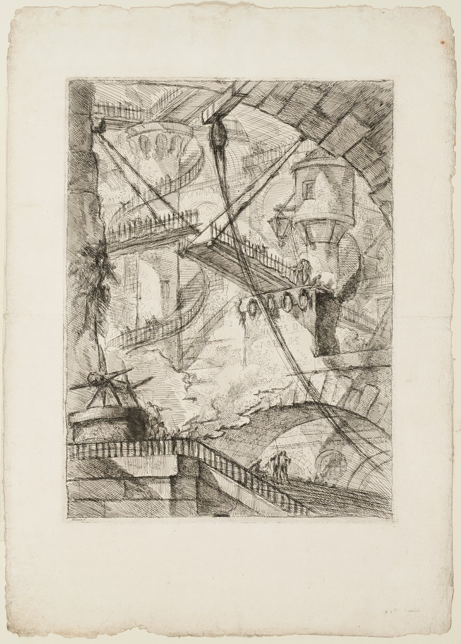 Il ponte levatoio, tavola 7 da Prigioni immaginarie da Giovanni Battista Piranesi