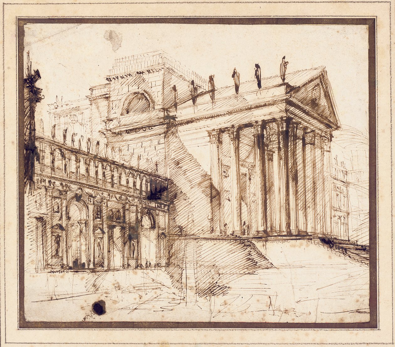 Il Portico e la Facciata di un Elaborato Edificio Neoclassico da Giovanni Battista Piranesi