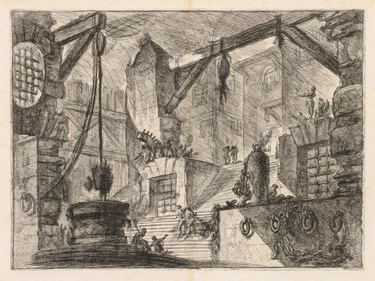 Le prigioni: Interno colonnato con una larga scala da Giovanni Battista Piranesi