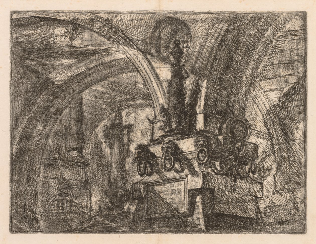Le prigioni: Archi rotondi che sorgono da una colonna quadrata da Giovanni Battista Piranesi