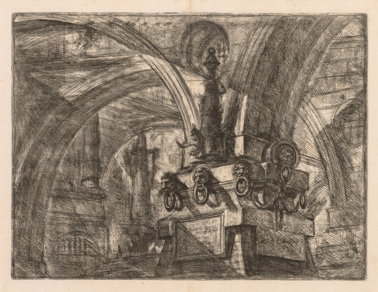 Le prigioni: Archi rotondi che sorgono da una colonna quadrata, 1745-1750 da Giovanni Battista Piranesi