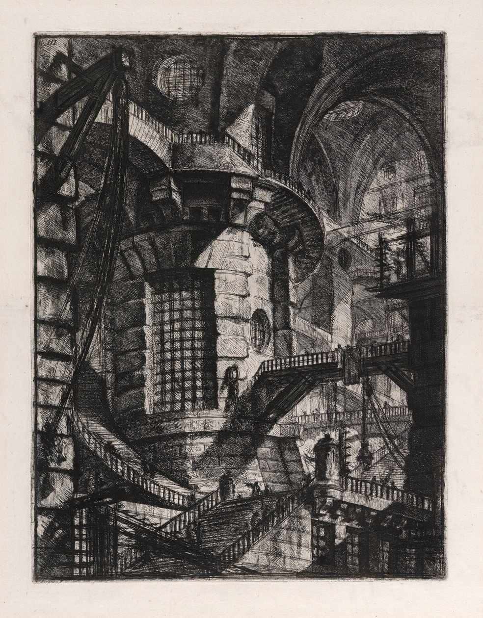 La torre rotonda, tav. 3 da Carceri da Giovanni Battista Piranesi