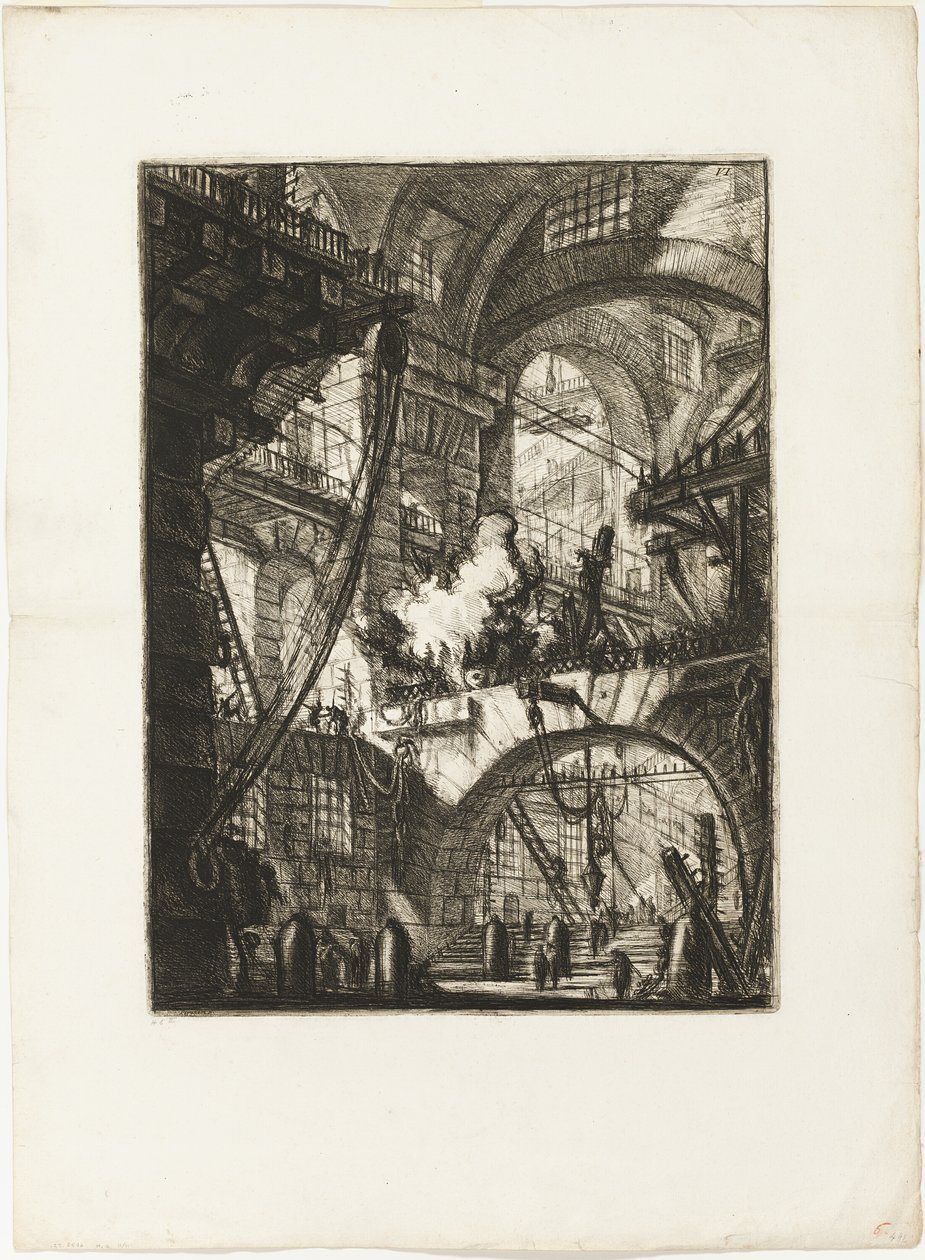 Il fuoco fumante, tavola 6 dalle Prigioni immaginarie da Giovanni Battista Piranesi