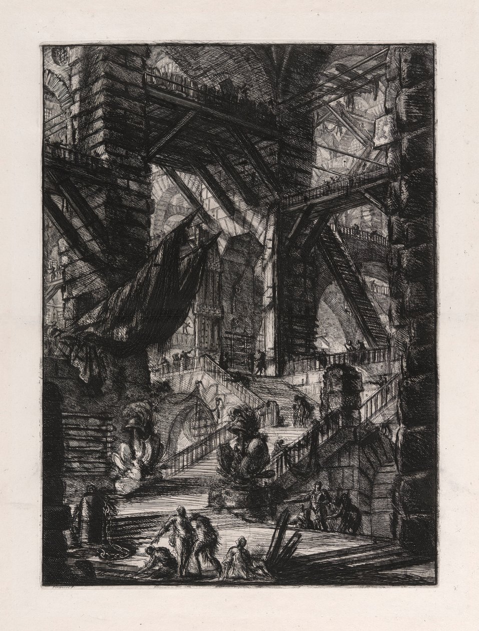 La scala con trofei, tavola 8 da Carceri d da Giovanni Battista Piranesi