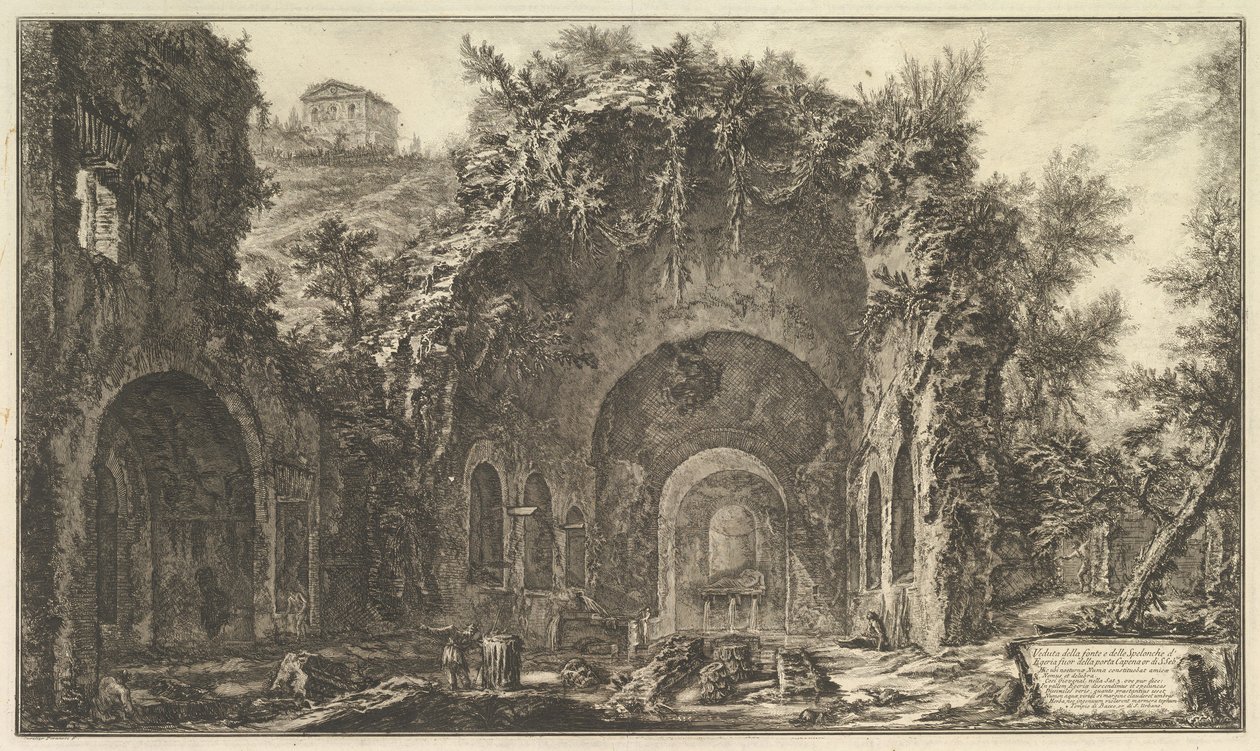La cosiddetta grotta di Egeria (Veduta della fonte e delle spelonche d