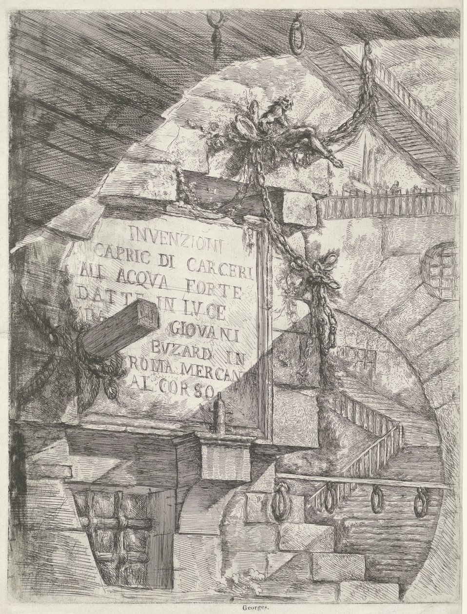 Titolo con vista in prigione e titolo sul muro da Giovanni Battista Piranesi