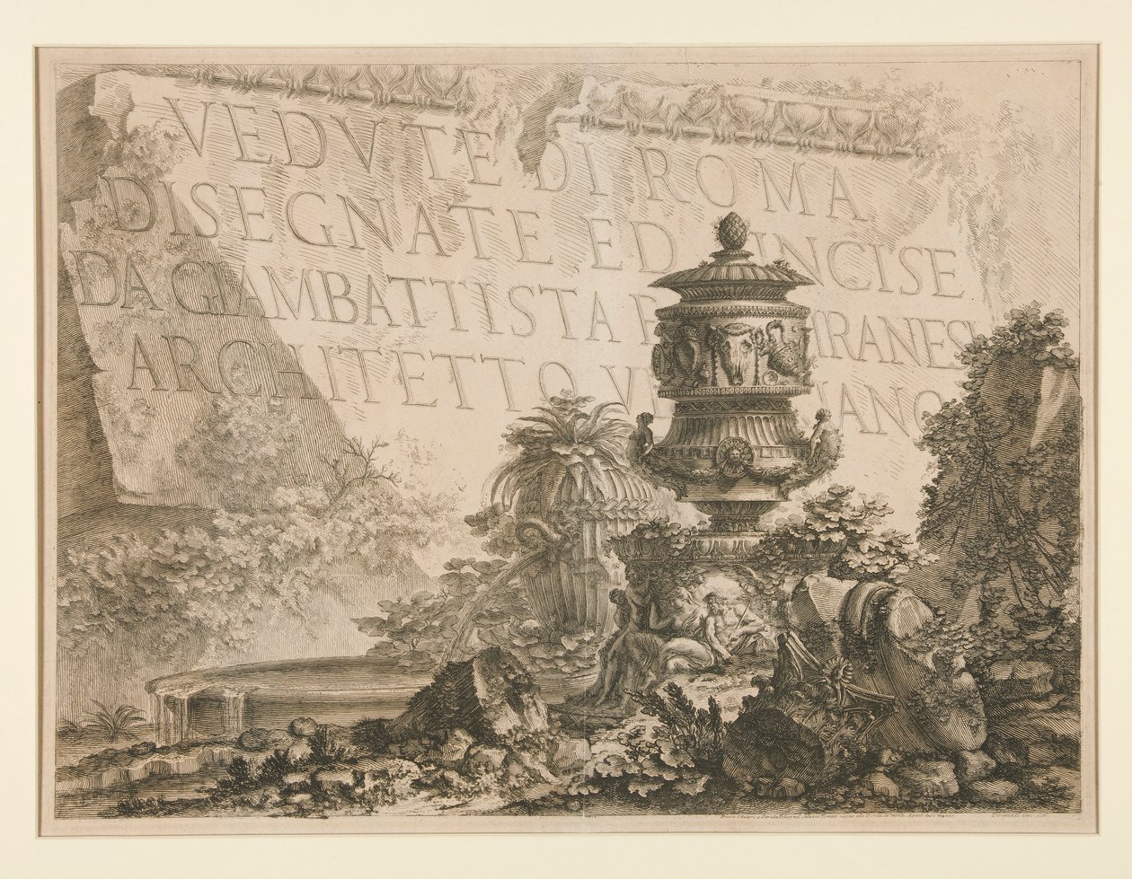 Pagina del titolo: Vedute di Roma disegnate e incise da Giambattista Piranesi, architetto veneziano da Giovanni Battista Piranesi