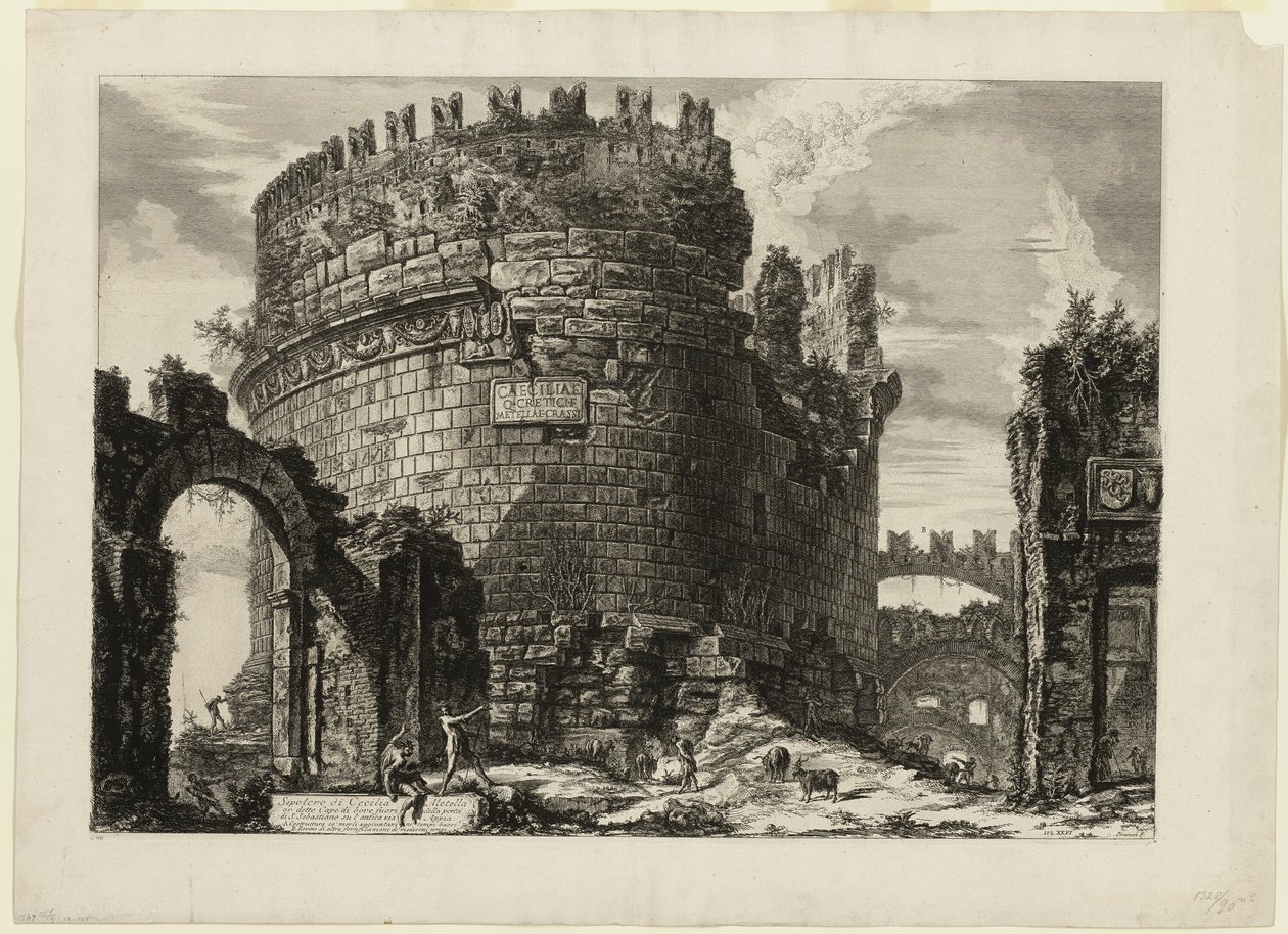 Tomba di Caecilia Metella, da Vedute di Roma da Giovanni Battista Piranesi