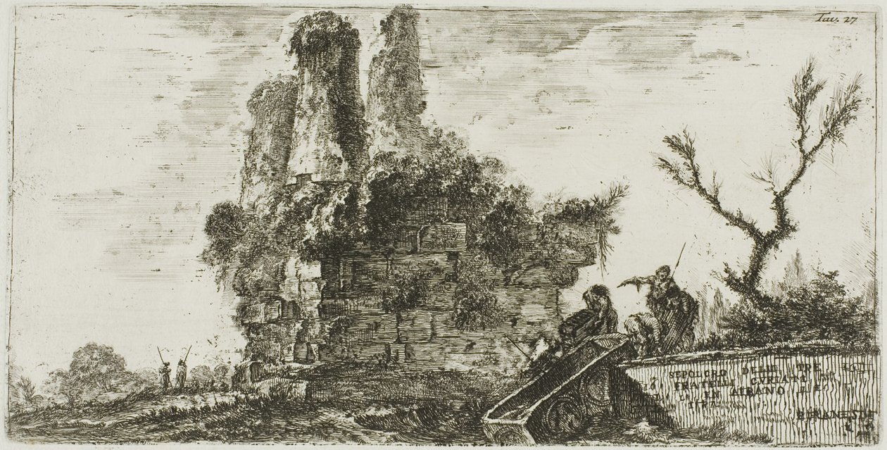 Tomba dei tre fratelli Curiazi ad Albano, tavola 27 da "Alcune vedute di archi trionfali e altri monumenti" da Giovanni Battista Piranesi