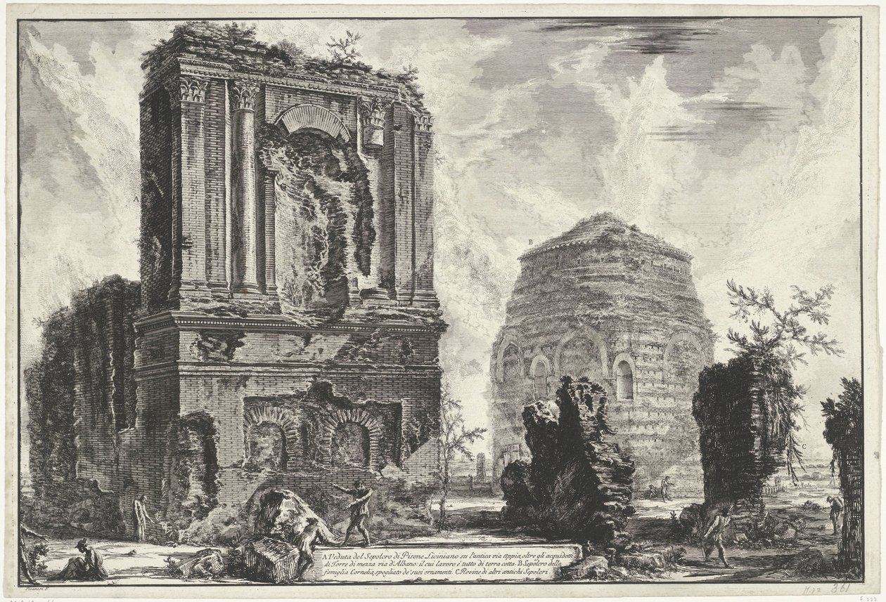Tombe di Licinianus Piso e della famiglia Cornelius lungo la Via Appia da Giovanni Battista Piranesi