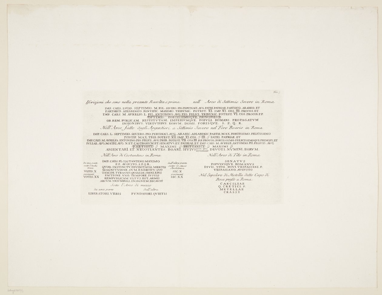Trascrizione di varie antiche iscrizioni latine da Giovanni Battista Piranesi