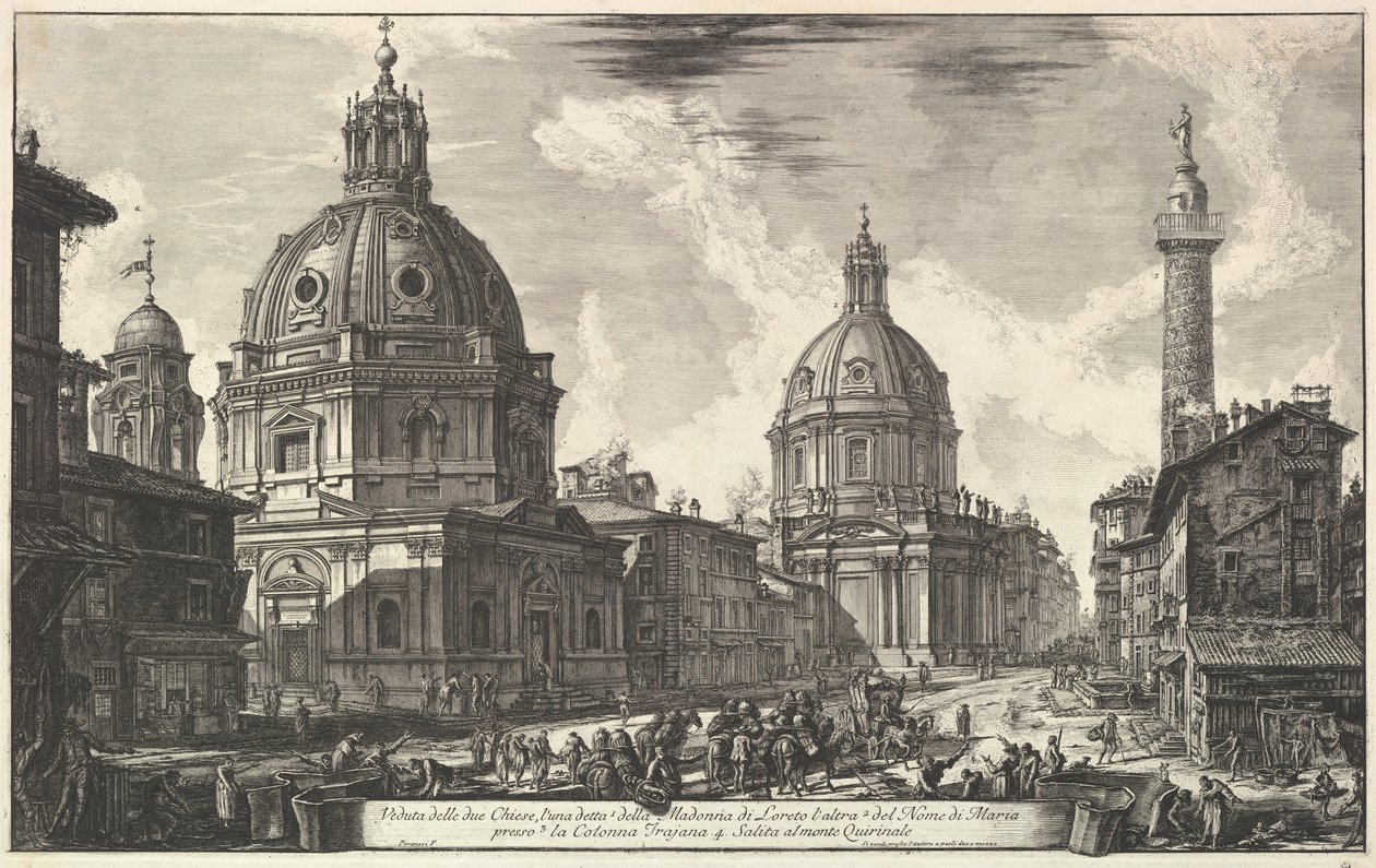 Due chiese vicino alla colonna di Traiano, S. Maria di Loreto e Santissimo Nome di Maria da Giovanni Battista Piranesi