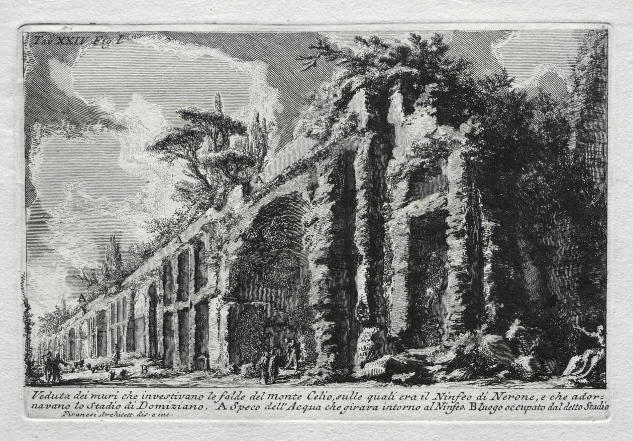 Veduta dei muri che investivano le falde del Monte Celio da Giovanni Battista Piranesi