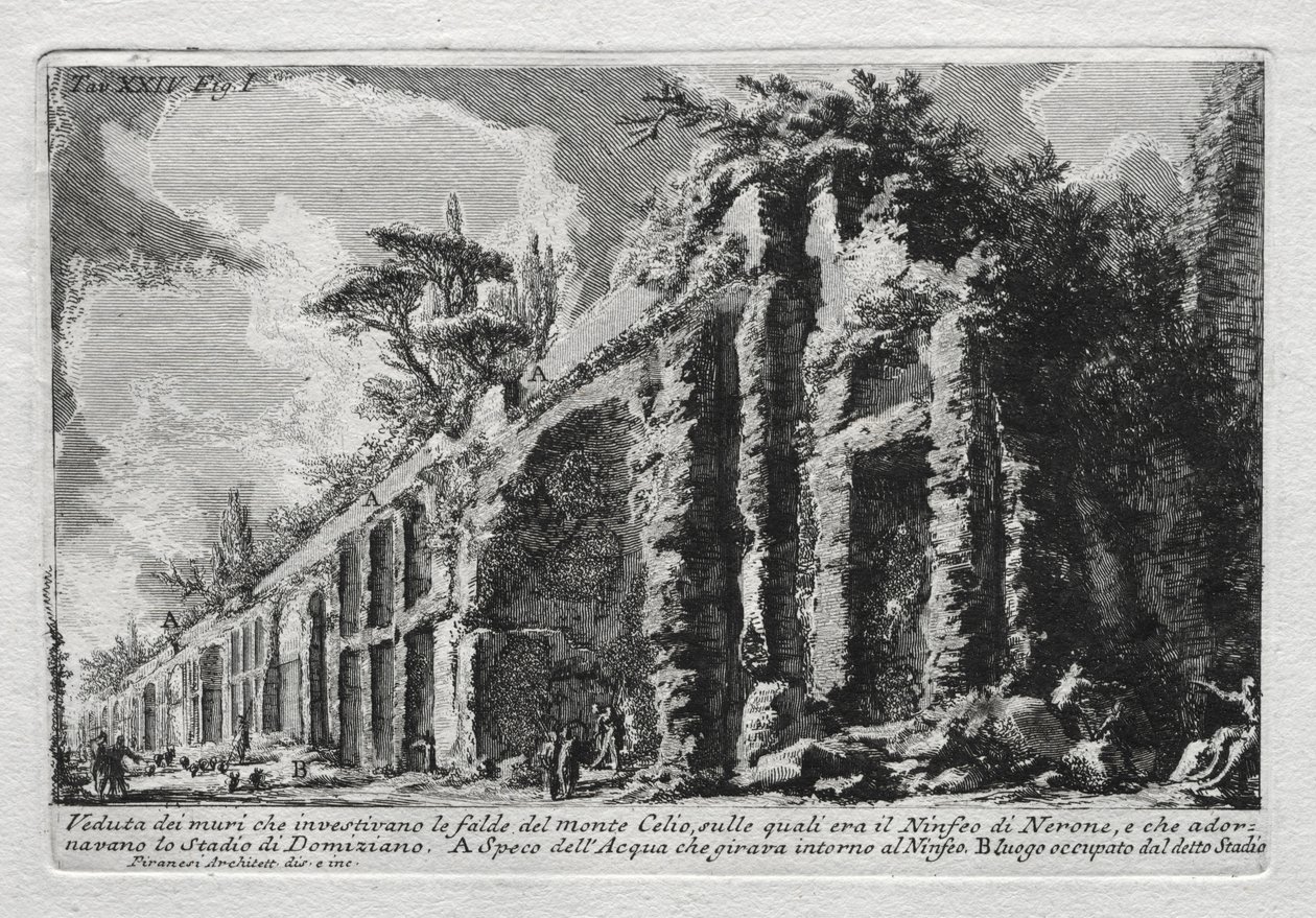 Veduta dei muri che investivano le falde del Monte Celio da Giovanni Battista Piranesi