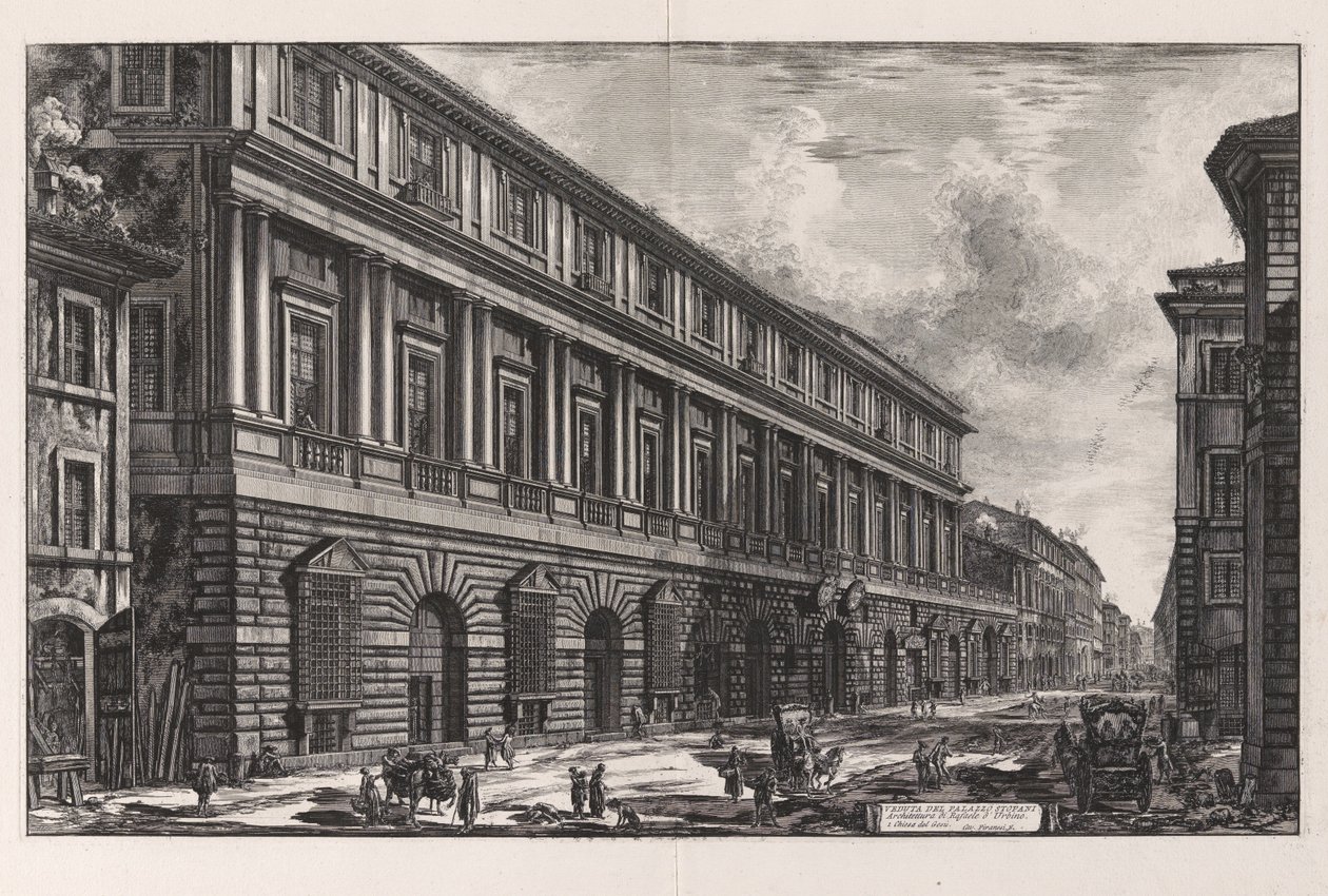 Veduta del Palazzo Stopani. Architettura di Raffaello da Urbino, dalle Vedute di Roma (Vedute di Roma) da Giovanni Battista Piranesi