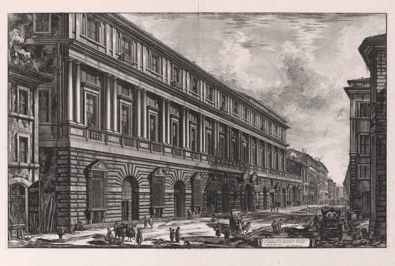 Veduta del Palazzo Stopani. Architettura di Raffaele d da Giovanni Battista Piranesi