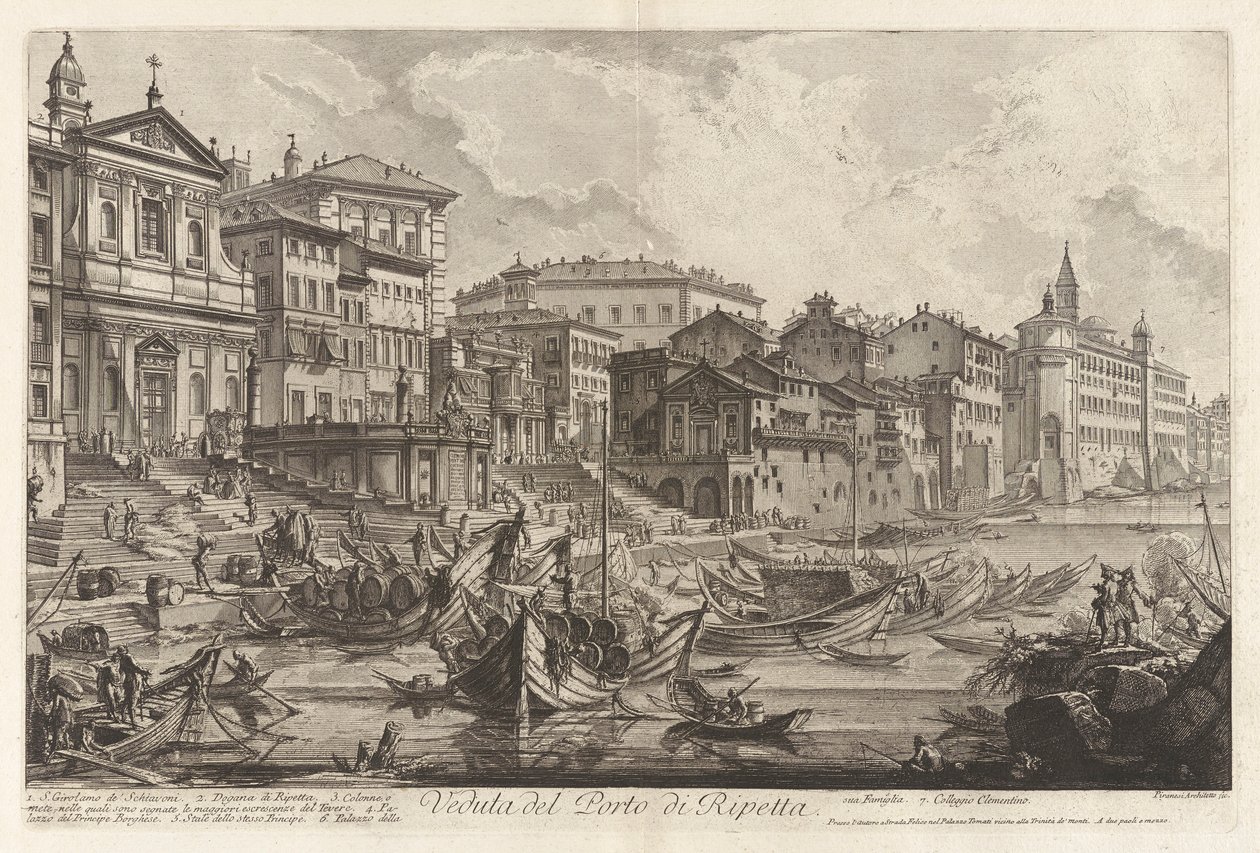 Veduta del Porto di Ripetta, da Vedute di Roma da Giovanni Battista Piranesi