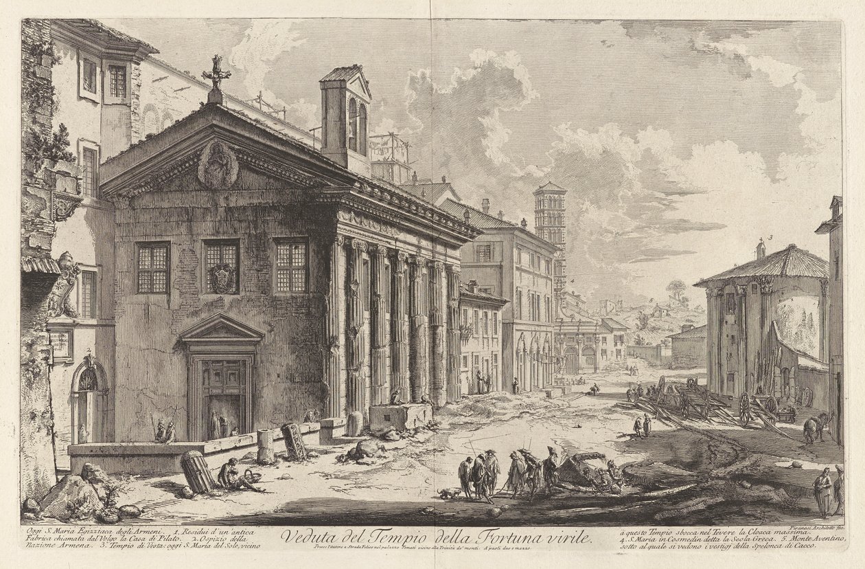 Veduta del Tempio della Fortuna virile. Oggi S. Maria Egizziaca degli Armeni, da Vedute di Roma da Giovanni Battista Piranesi