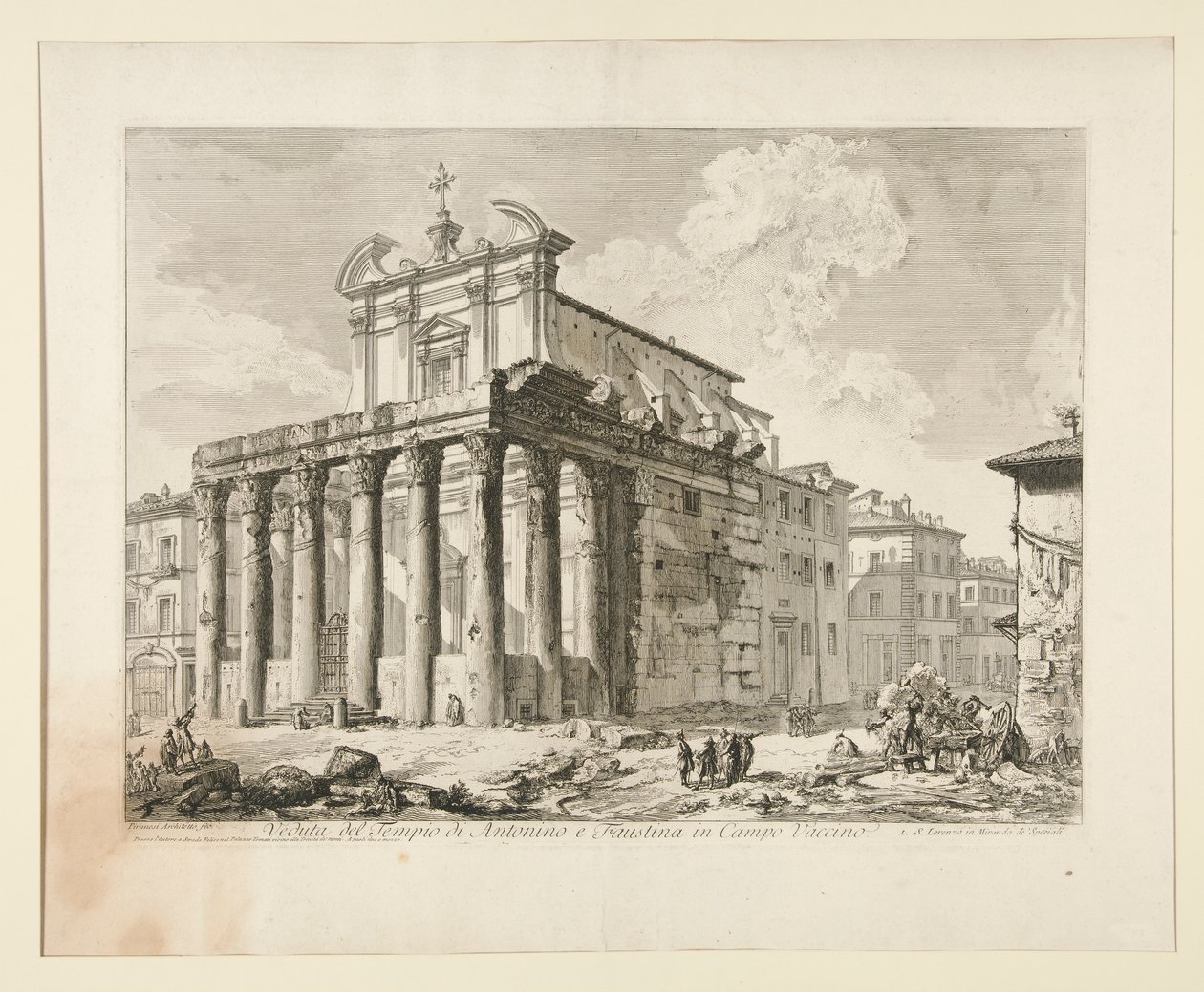 Veduta del Tempio di Antonino e Faustina nel Foro Romano, da Vedute di Roma da Giovanni Battista Piranesi