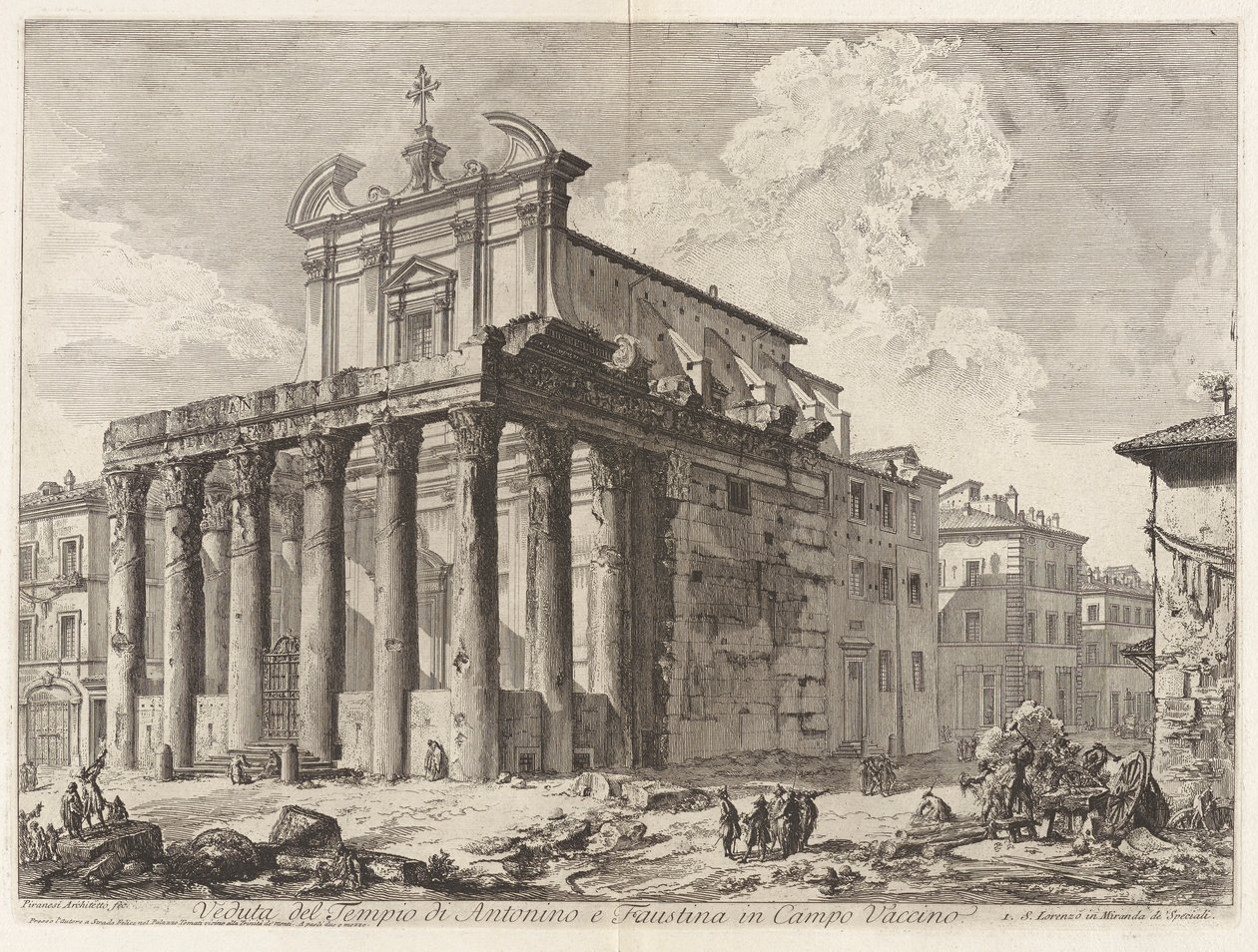 Veduta del Tempio di Antonino e Faustina nel Foro Romano, da Vedute di Roma da Giovanni Battista Piranesi
