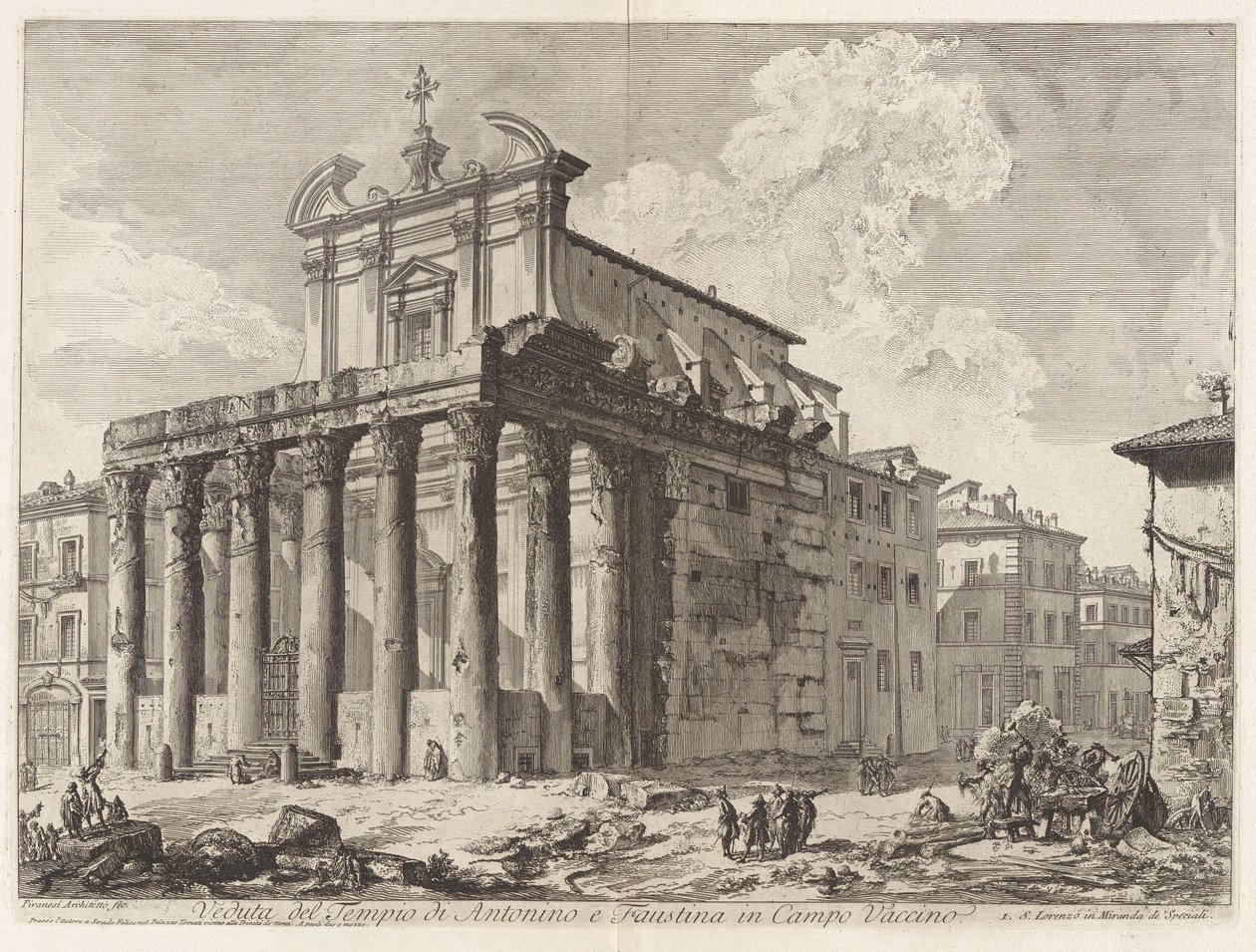 Veduta del Tempio di Antonino e Faustina in Campo Vaccino, da Vedute di Roma da Giovanni Battista Piranesi