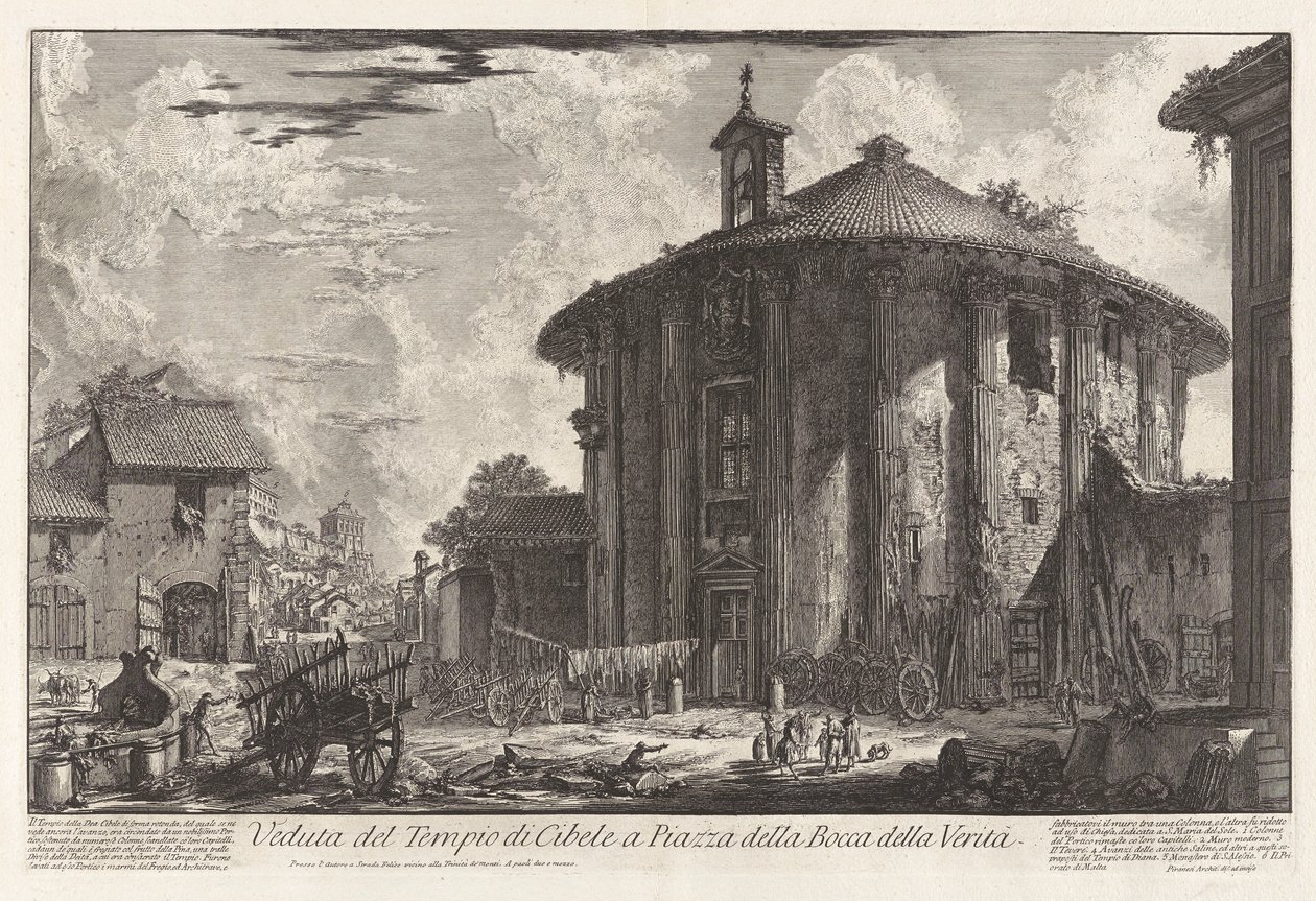 Veduta del Tempio di Cibele a Piazza della Bocca della Verità, da Vedute di Roma da Giovanni Battista Piranesi