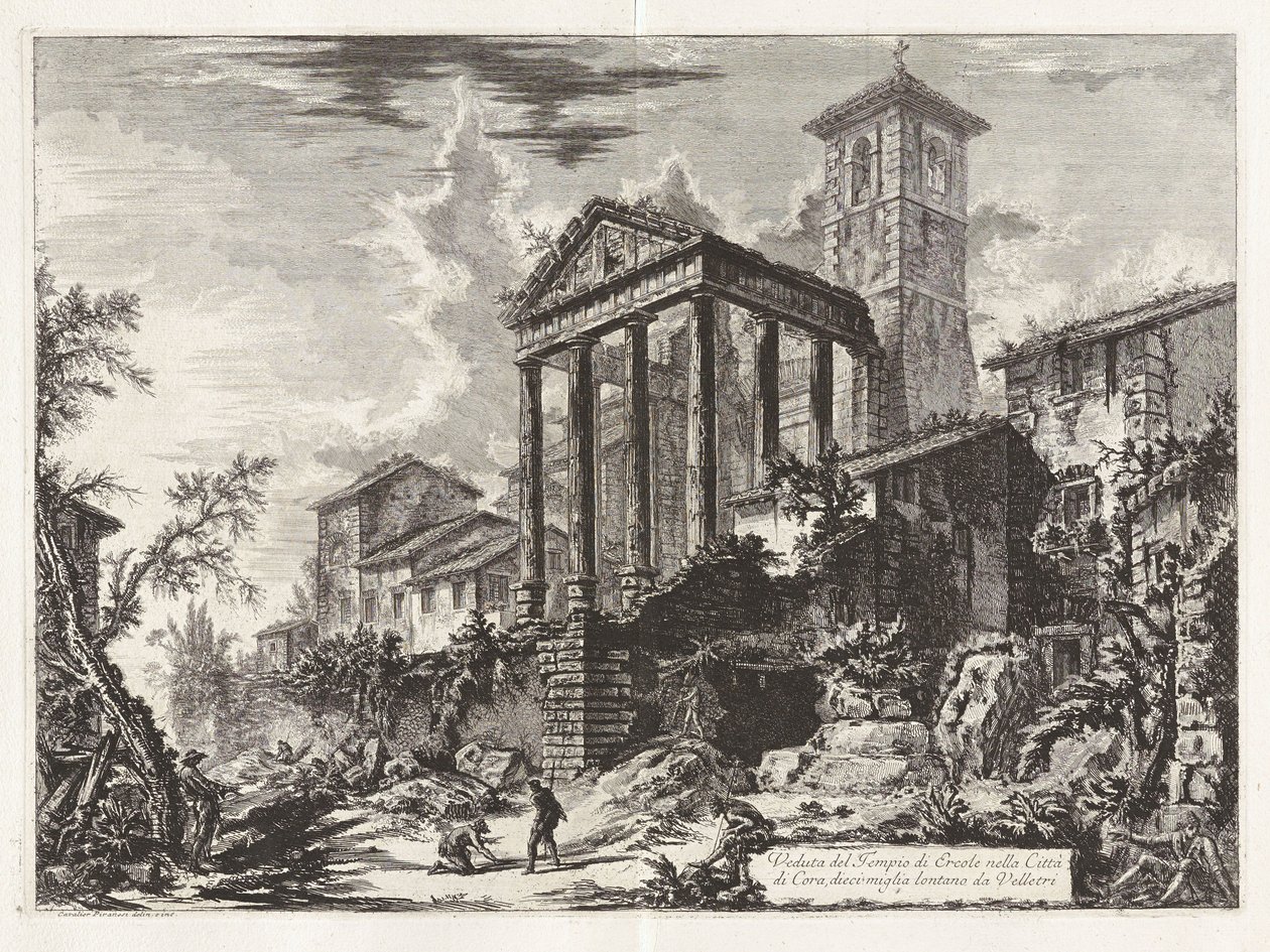 Veduta del Tempio di Ercole nella Città di Cora, dieci miglia lontano da Velletri, da «Vedute di Roma» da Giovanni Battista Piranesi
