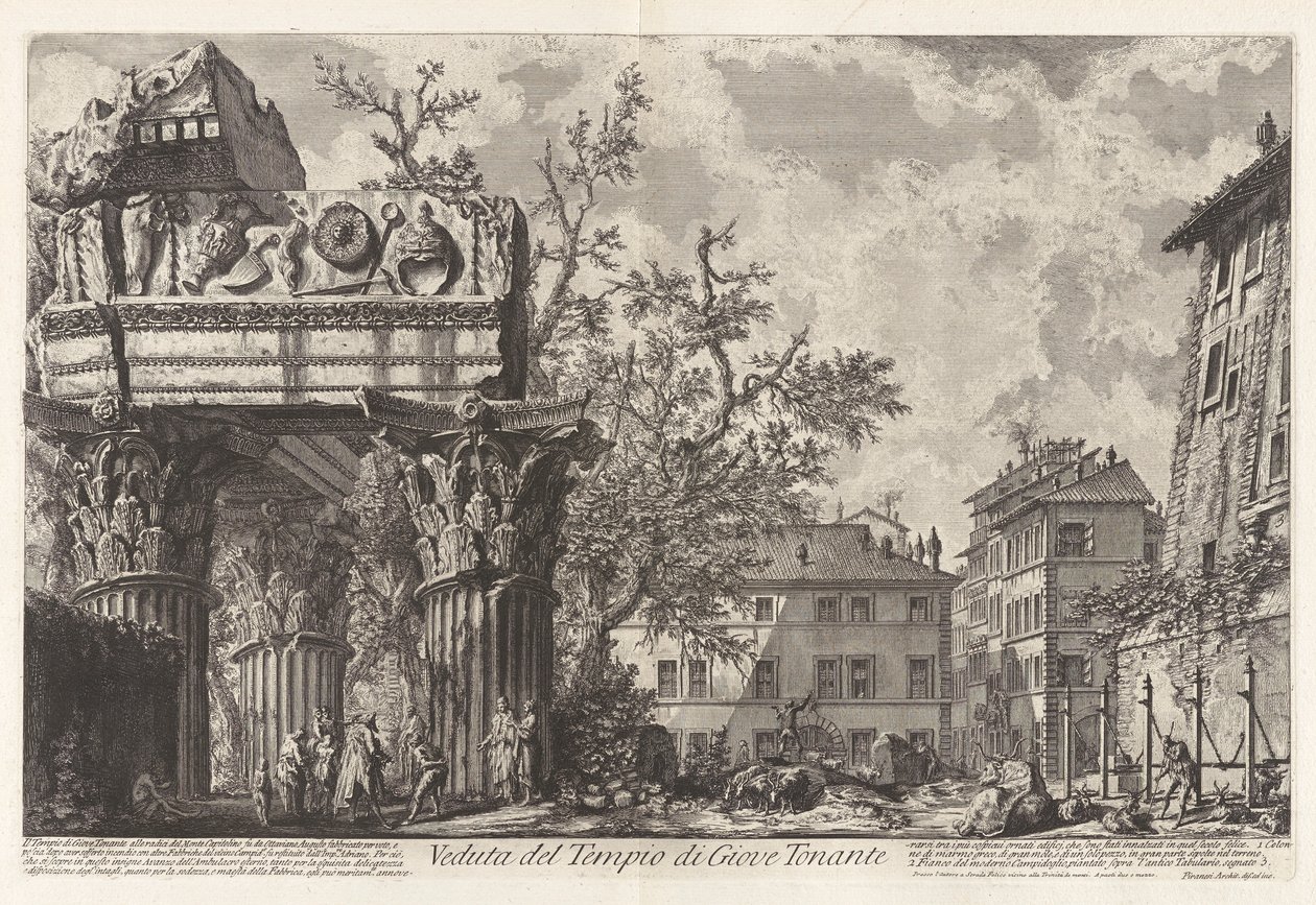 Veduta del Tempio di Giove Tonante (Tempio di Vespasiano e Tito), da Vedute di Roma da Giovanni-Battista Piranesi