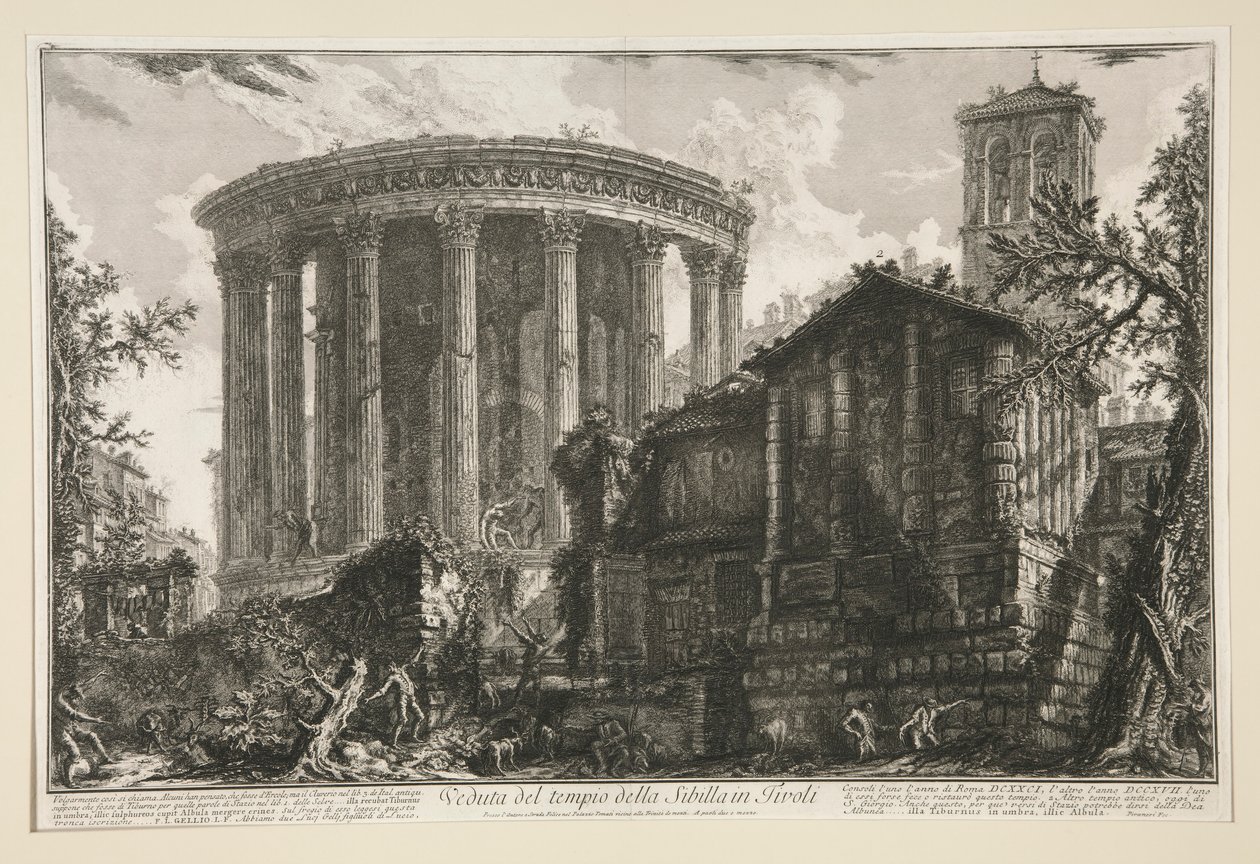 Veduta del tempio della Sibilla in Tivoli, da Vedute di Roma da Giovanni Battista Piranesi