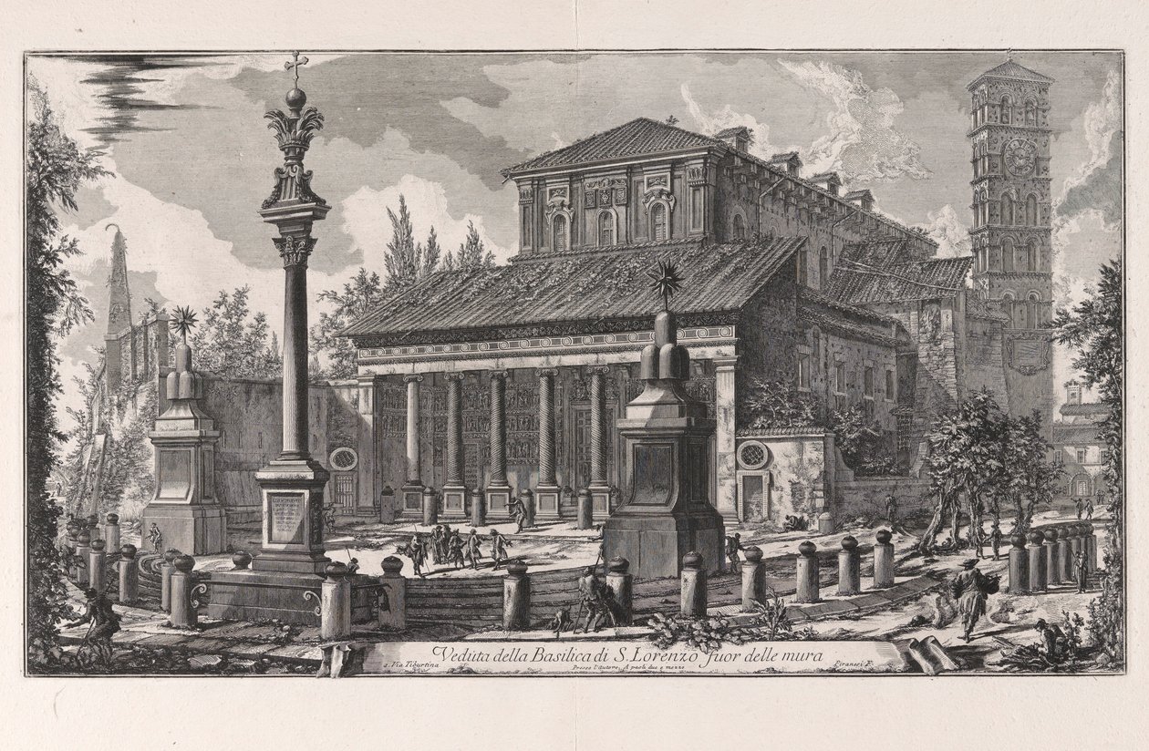 Veduta della Basilica di San Lorenzo fuori delle Mura, da Vedute di Roma da Giovanni Battista Piranesi