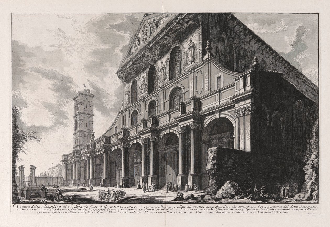 Veduta della Basilica di S. Paolo fuori le mura, eretta da Costantino il Grande, da Vedute di Roma da Giovanni Battista Piranesi