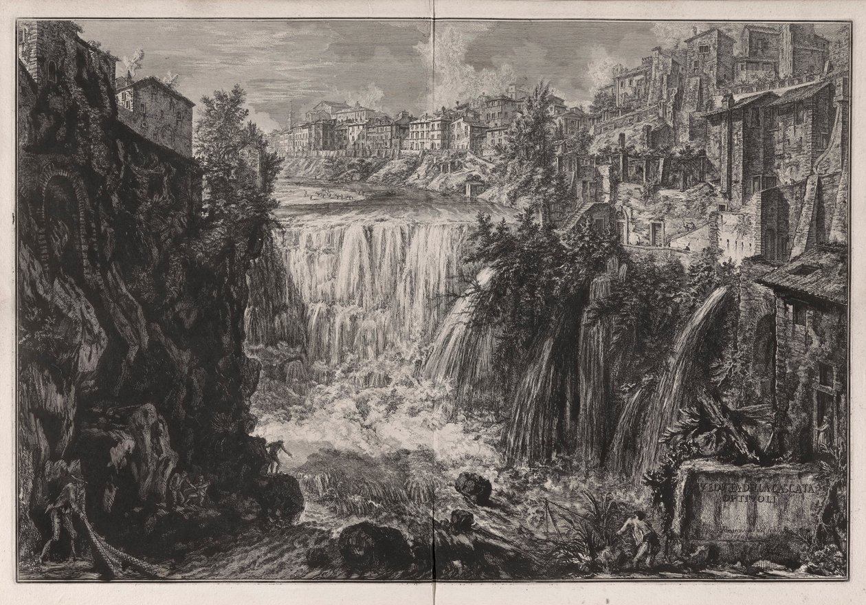 Veduta della Cascata di Tivoli, da Vedute di Roma da Giovanni Battista Piranesi