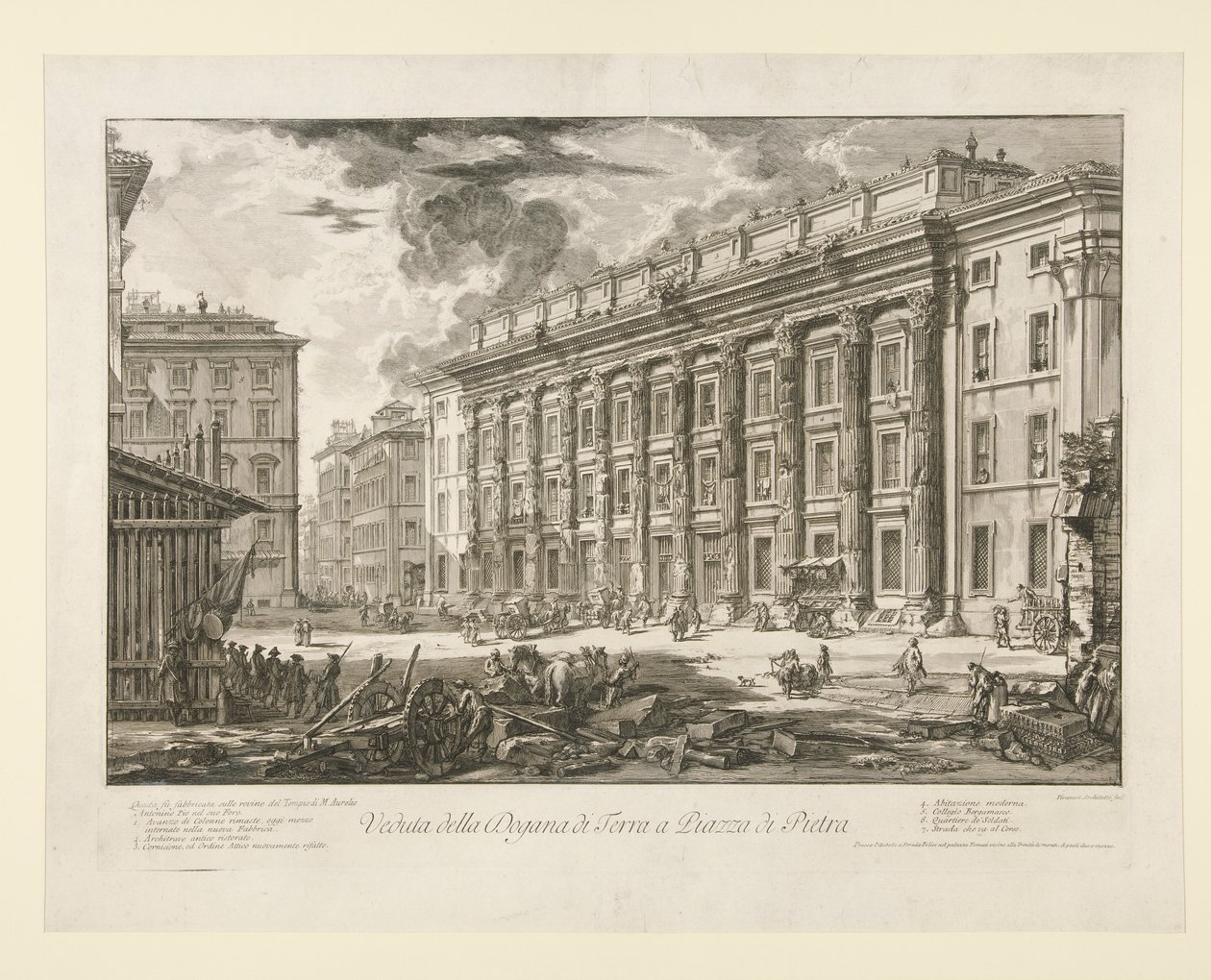 Veduta della Dogana di Terra a Piazza di Pietra, da Vedute di Roma da Giovanni Battista Piranesi