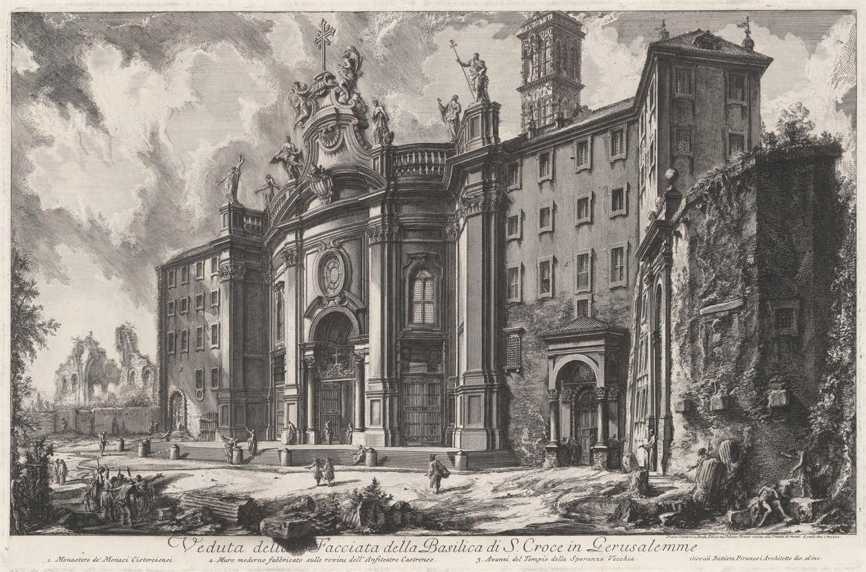 Veduta della facciata della Basilica di Santa Croce in Gerusalemme da Giovanni Battista Piranesi