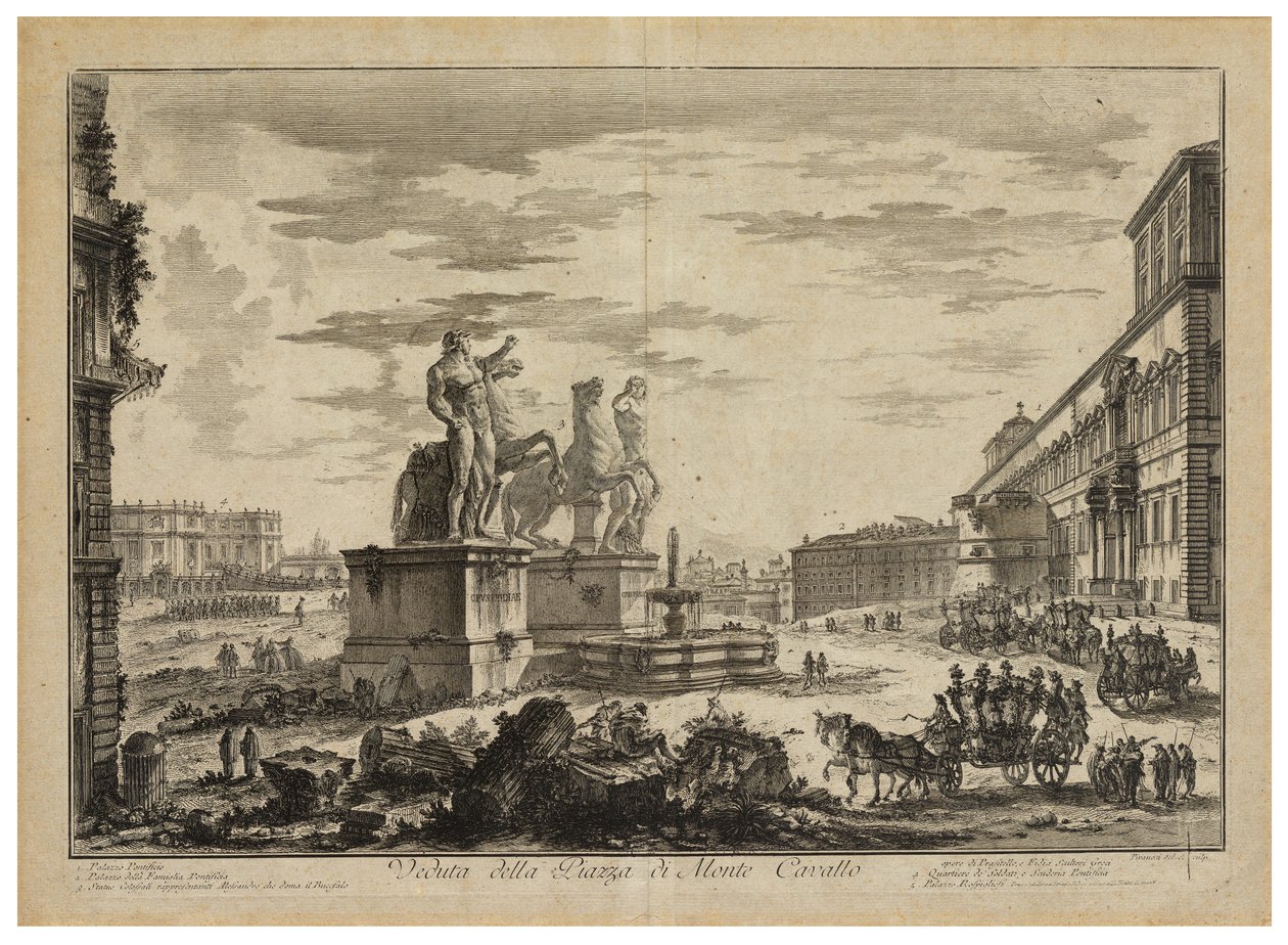 Veduta della Piazza di Monte Cavallo (del Quirinale) da Giovanni Battista Piranesi