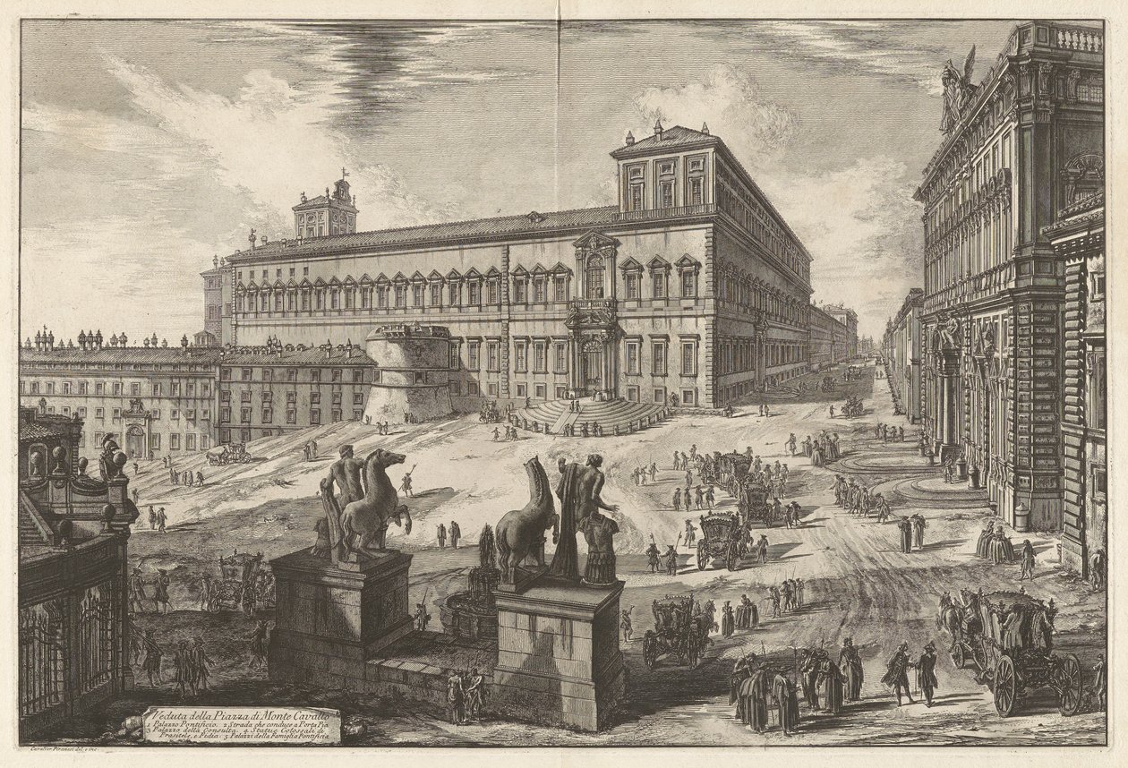 Veduta della Piazza di Monte Cavallo, dalle Vedute di Roma da Giovanni Battista Piranesi