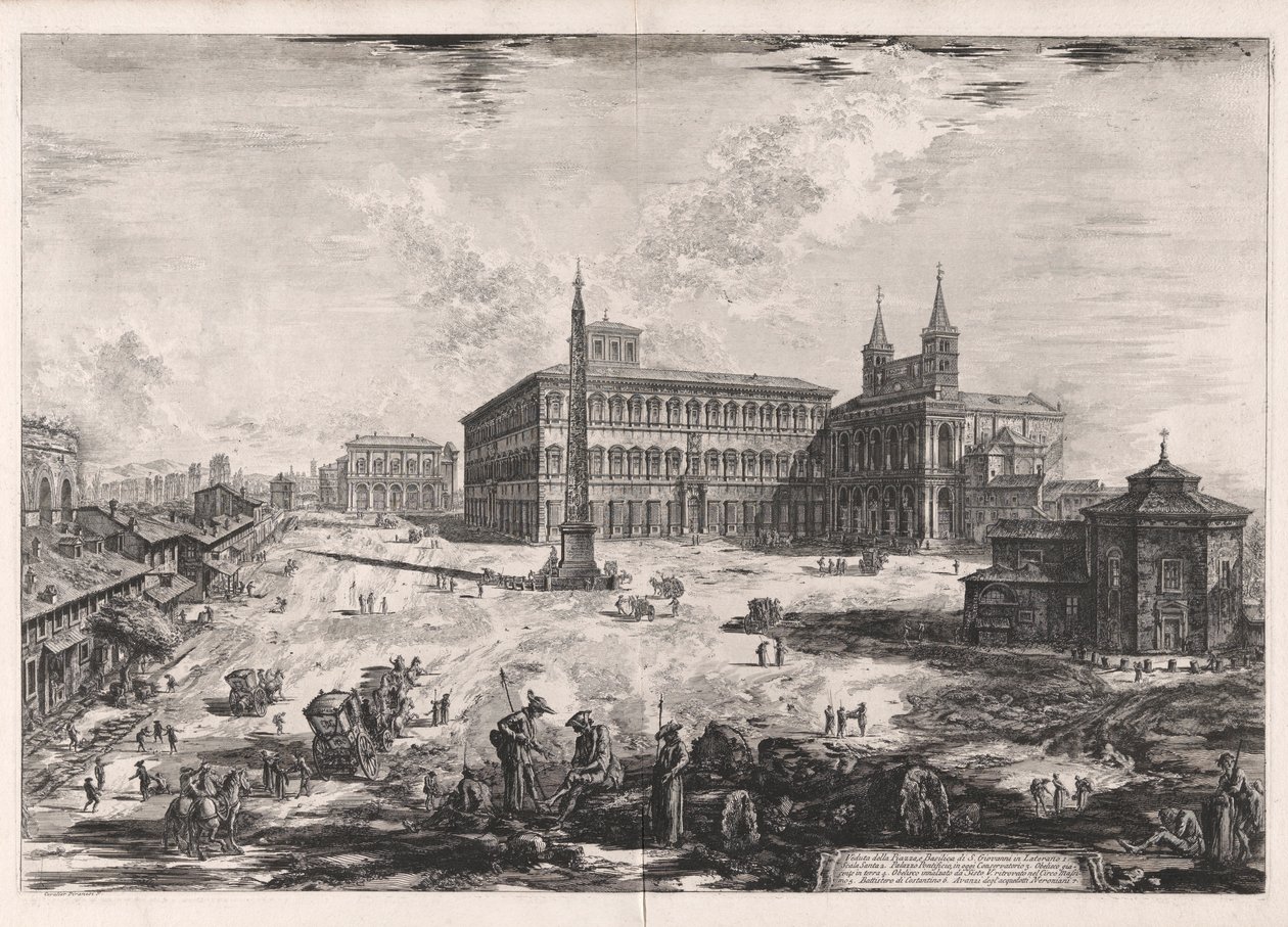 Veduta della Piazza e Basilica di S. Giovanni in Laterano, dalle Vedute di Roma da Giovanni Battista Piranesi