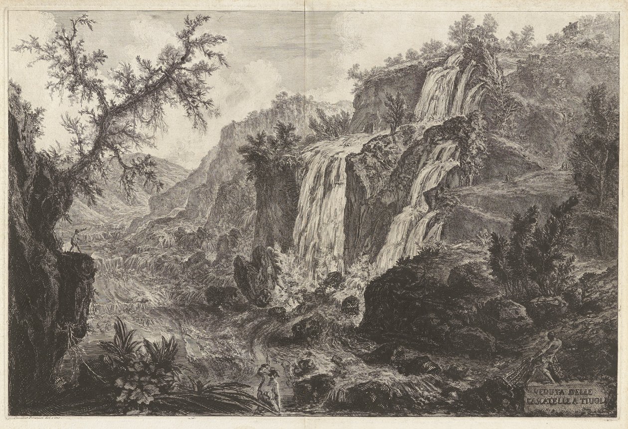 Veduta delle Cascatelle a Tivoli, da Vedute di Roma da Giovanni Battista Piranesi