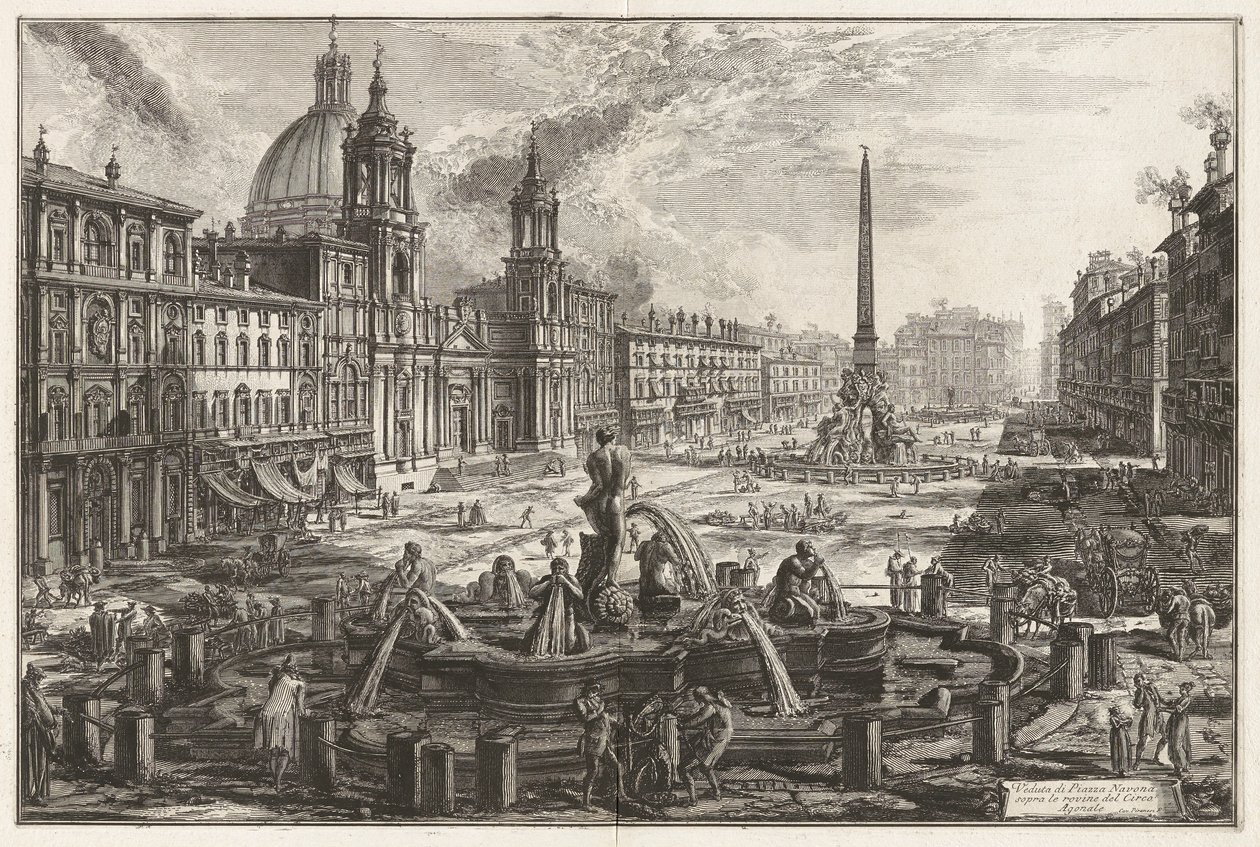 Veduta di Piazza Navona sopra le rovine del Circo Agonale, da Vedute di Roma da Giovanni Battista Piranesi