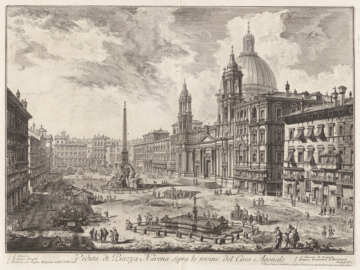 Veduta di Piazza Navona sopra le rovine del Circo Agonale, da Vedute di Roma da Giovanni Battista Piranesi