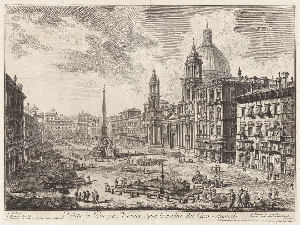 Veduta di Piazza Navona sopra le rovine del Circo Agonale (Veduta di Piazza Navona sopra le rovine del Circo di Domiziano), da Vedute di Roma (Vedute di Roma) da Giovanni Battista Piranesi