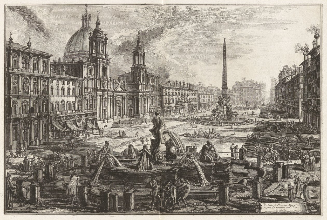 Veduta di Piazza Navona sopra le rovine del Circo Agonale [Circo di Domiziano], da Vedute di Roma (Vedute di Roma) da Giovanni Battista Piranesi